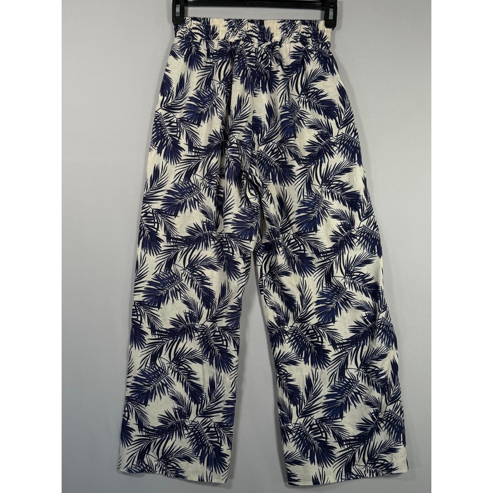 Panama Jack Women Wide Leg Pants Linen Blend Small‎ Navy Blue White Sm 26x26 in - Picture 7 of 7
